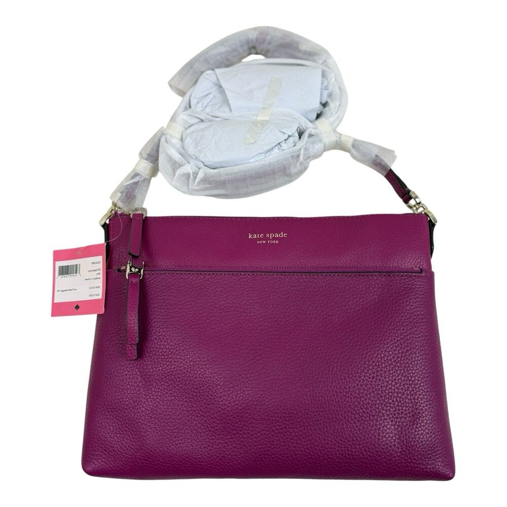 Kate Spade New York Polly Medium Leather Crossbody Bag Berry Blitz